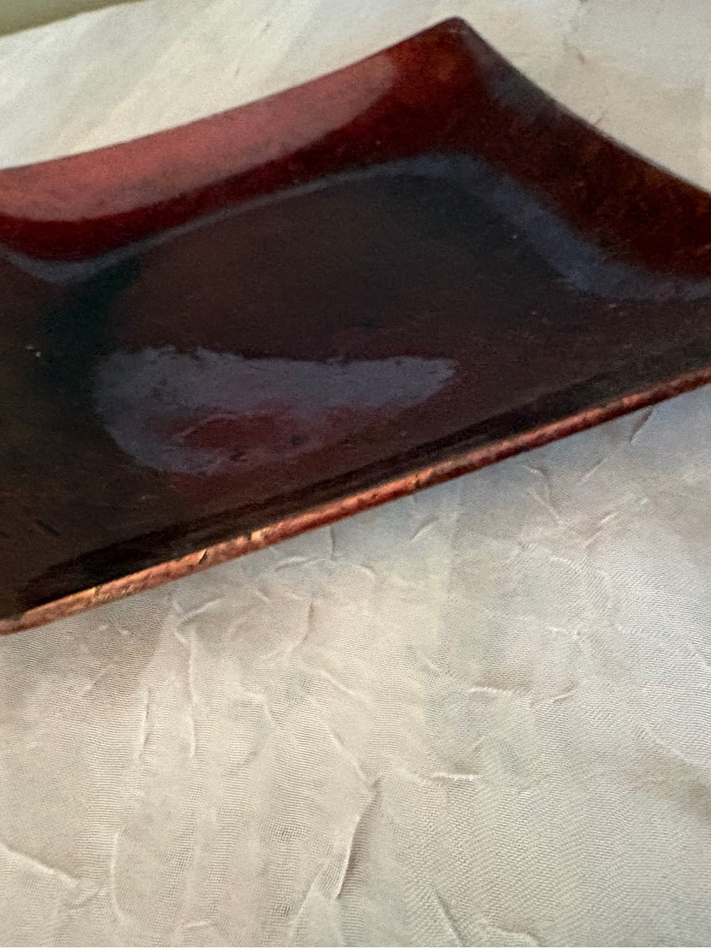 Red Crackling Candleholder Plate - Picture 2 of 3
